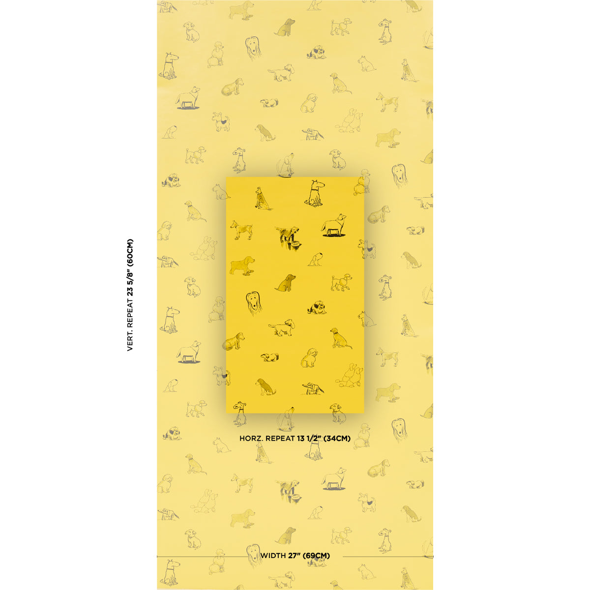 Purchase 5016301 | Good Dogs Everywhere, Taxi-Cab Yellow - Schumacher Wallpaper