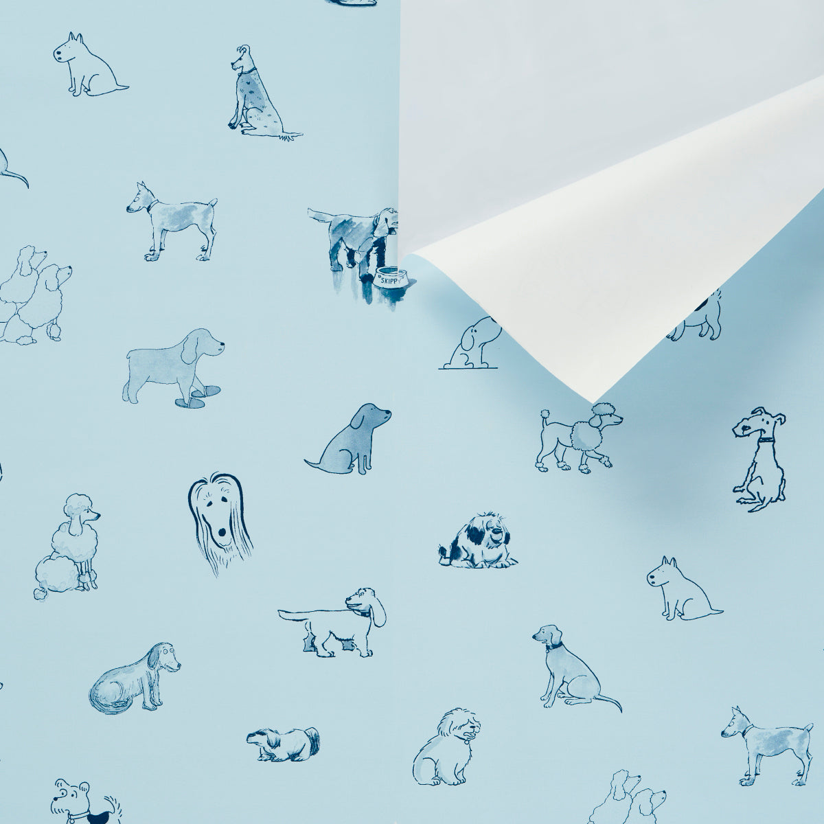 Purchase 5016302 | Good Dogs Everywhere, Sky & Navy Blue - Schumacher Wallpaper