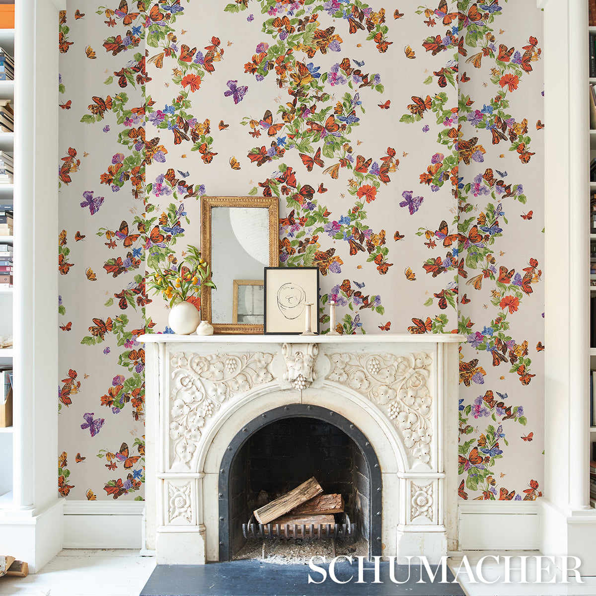 Purchase 5016380 | Pyne Butterfly, Monarch Orange - Schumacher Wallpaper