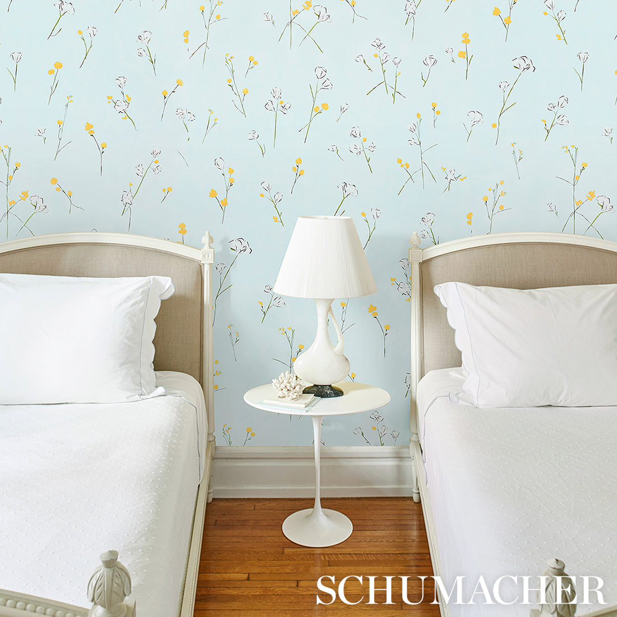 Purchase 5016401 | Alex'S Floral, Mist Blue - Schumacher Wallpaper