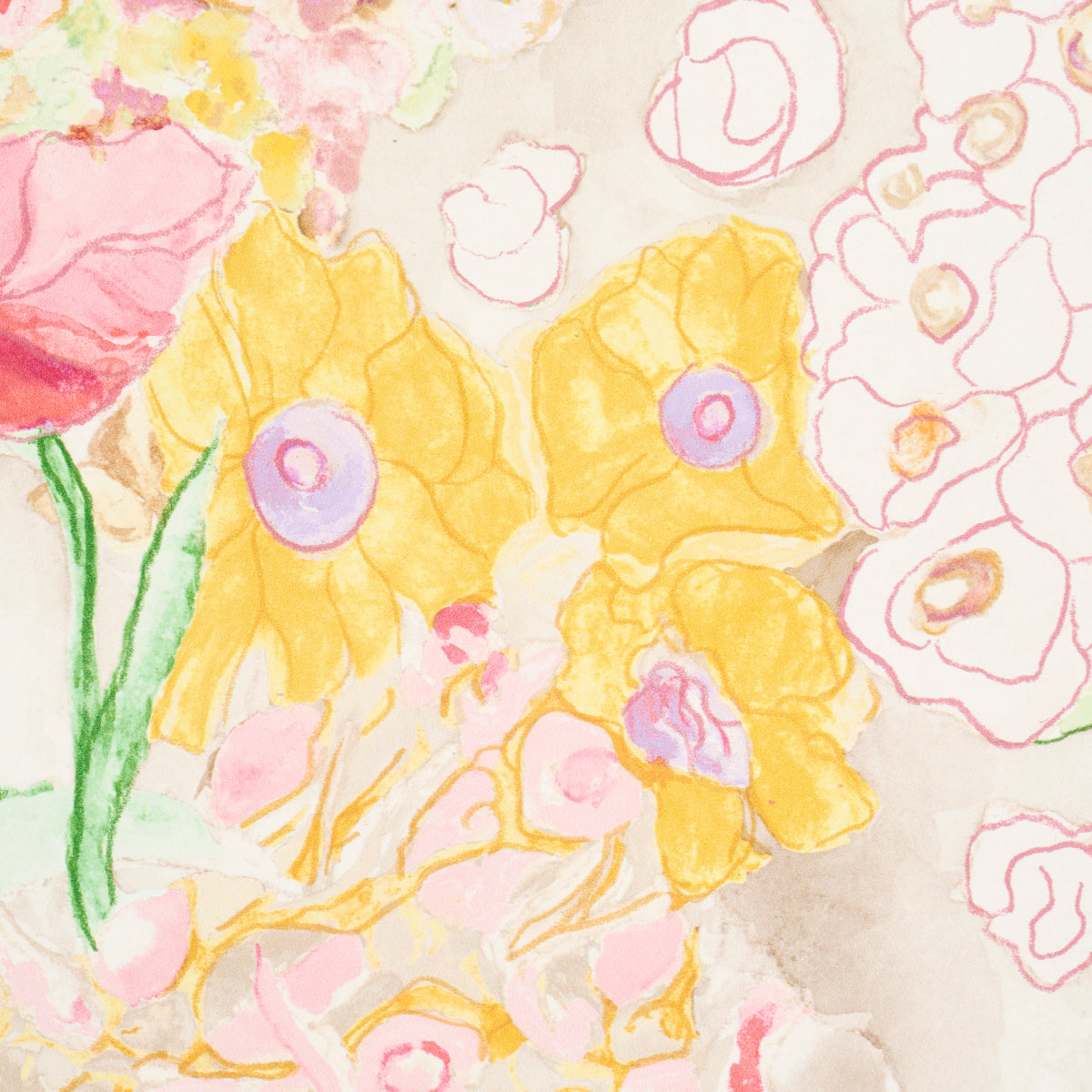 5016421 | Frank'S Garden, Pink & Green - Schumacher Wallpaper