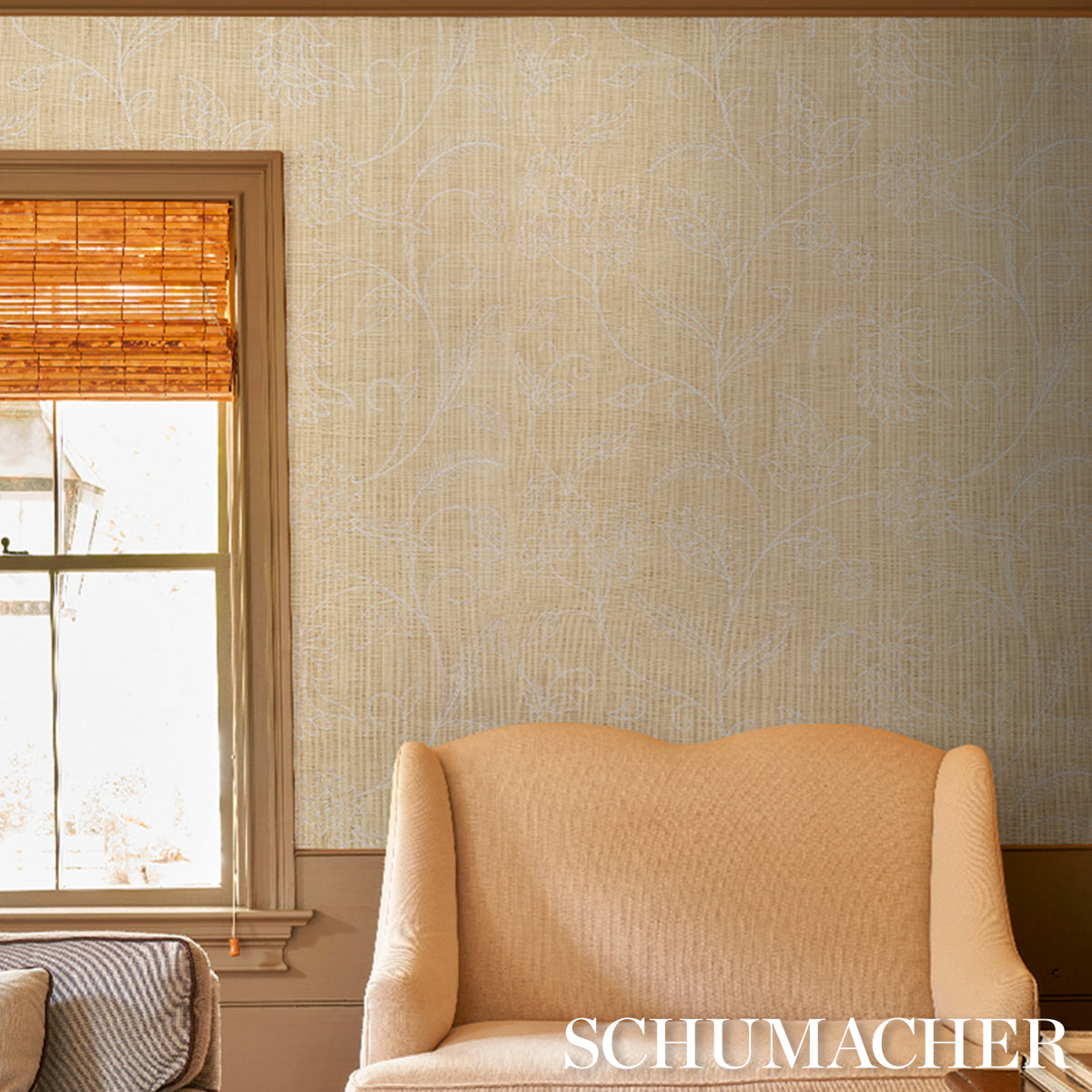 Purchase 5016430 | Sconset Embroidered Raffia L, Natural - Schumacher Wallpaper