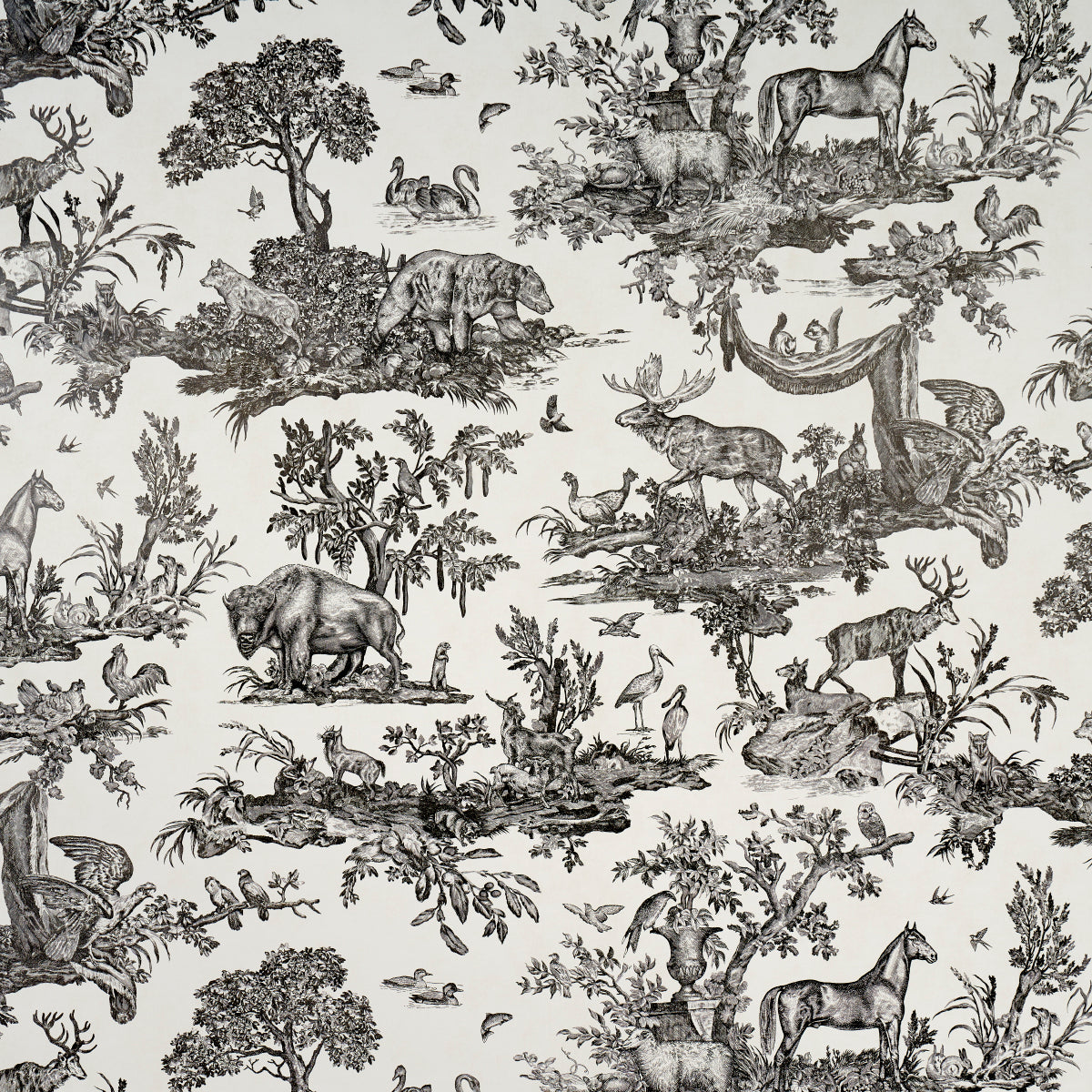 Purchase 5016440 | Western Toile, Carbon - Schumacher Wallpaper