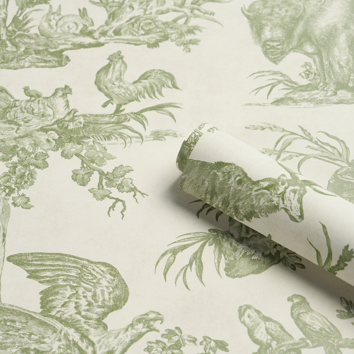 Purchase 5016441 | Western Toile, Olive - Schumacher Wallpaper