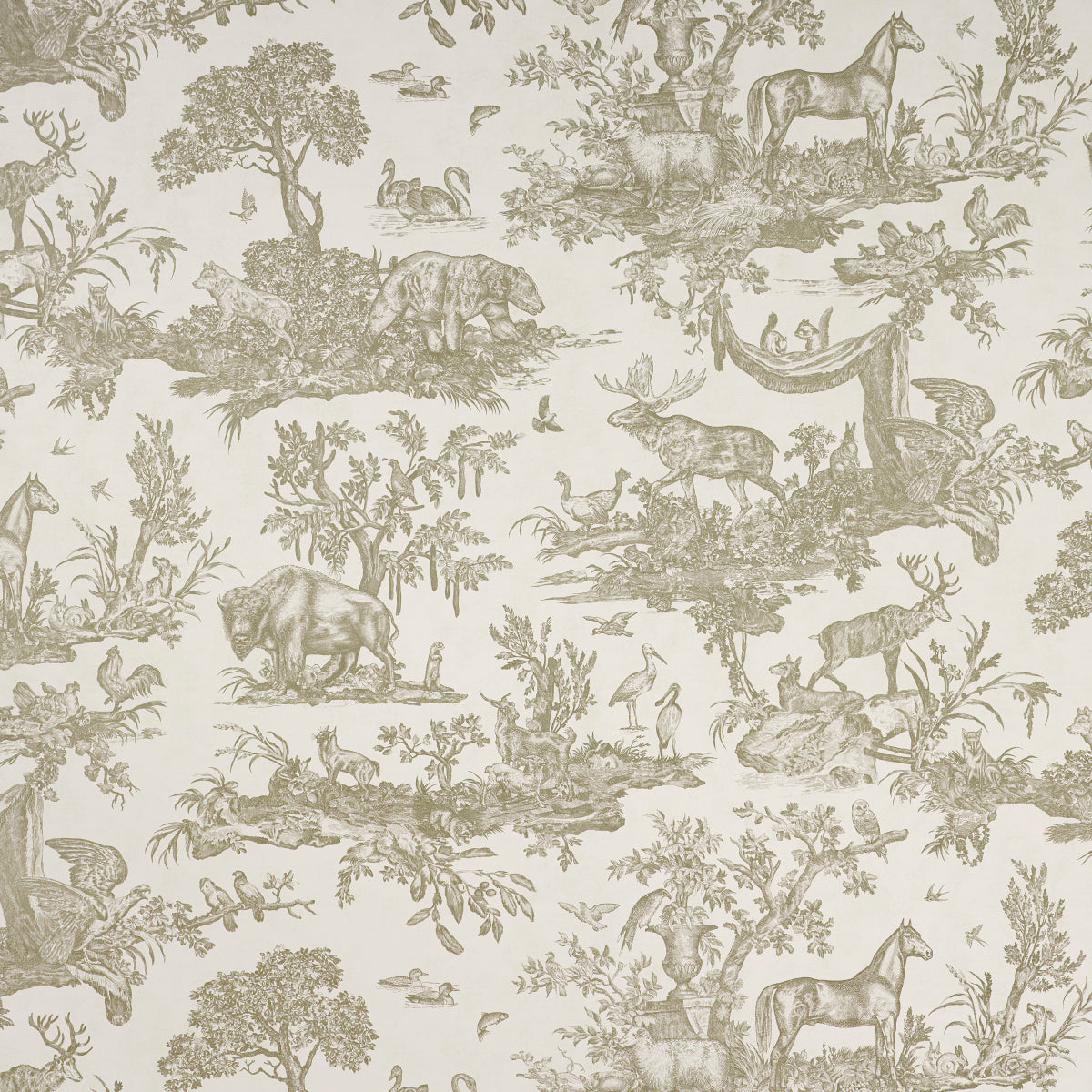 Purchase 5016442 | Western Toile, Stone - Schumacher Wallpaper