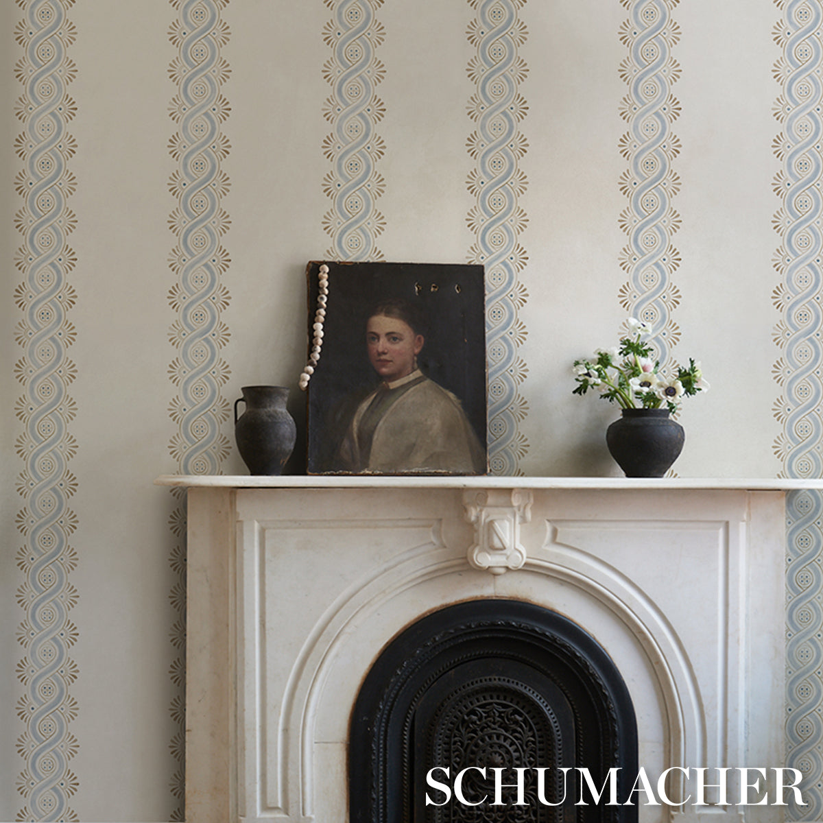 Purchase 5016460 | Leonidis Stripe, Blue - Schumacher Wallpaper