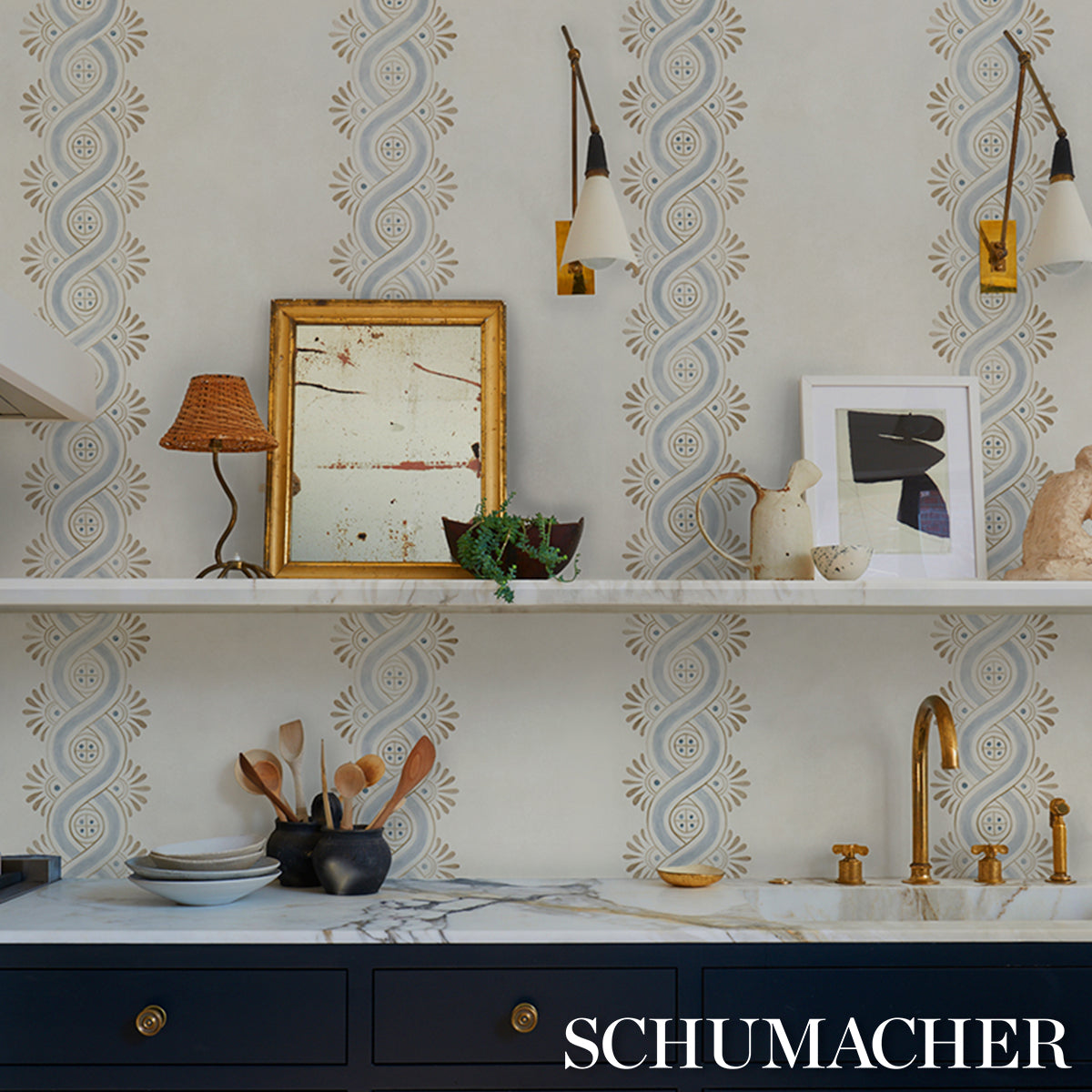 Purchase 5016460 | Leonidis Stripe, Blue - Schumacher Wallpaper