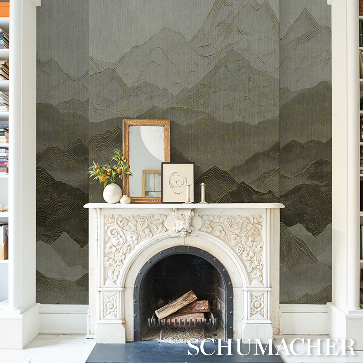 Purchase 5016530 | Atmospheric Landscape Panel Set, Misty Mountains - Schumacher Wallpaper