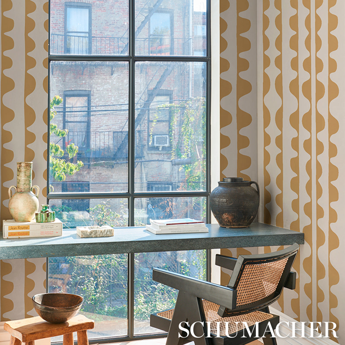 Purchase 5016621 | Drift Hand Print, Ginger - Schumacher Wallpaper