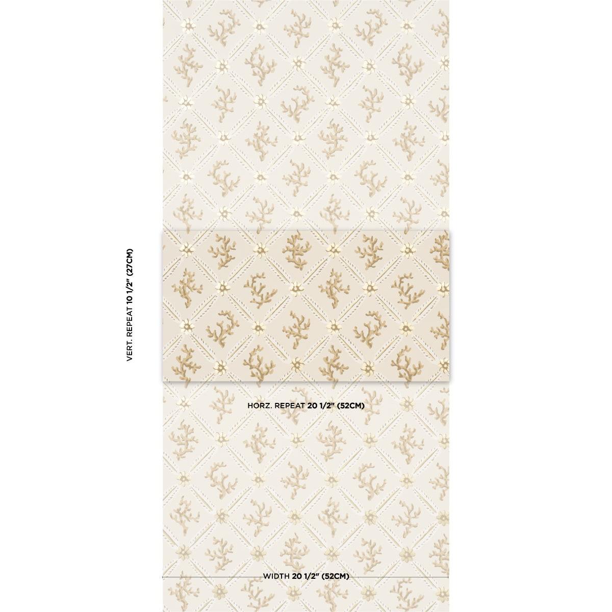 Purchase 5016640 | Corail Leaf Trellis, Champagne - Schumacher Wallpaper