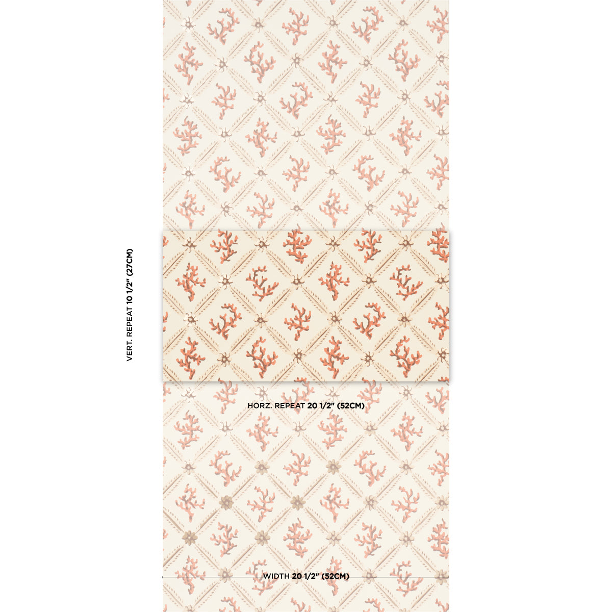 Purchase 5016641 | Corail Leaf Trellis, Coral - Schumacher Wallpaper