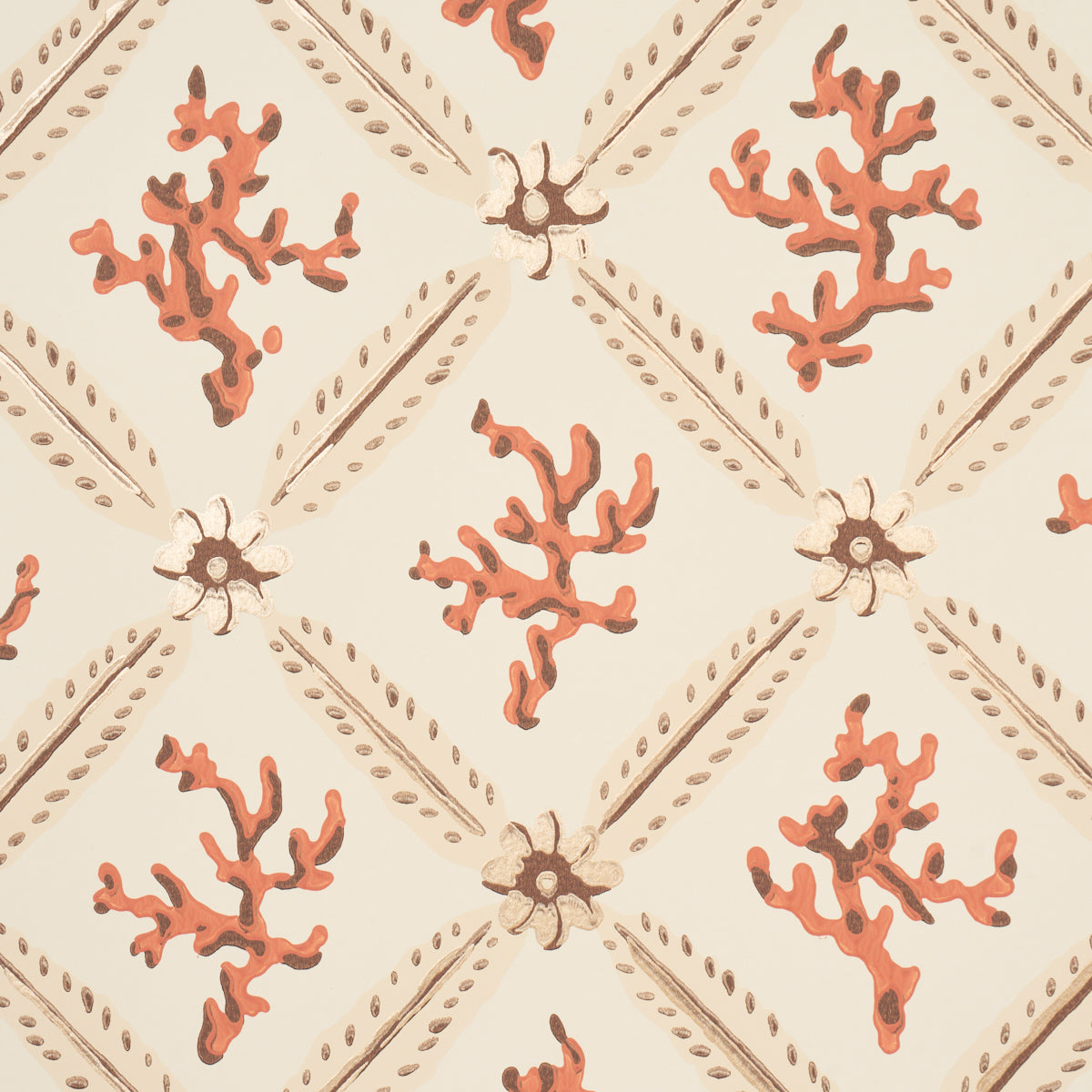 Purchase 5016641 | Corail Leaf Trellis, Coral - Schumacher Wallpaper