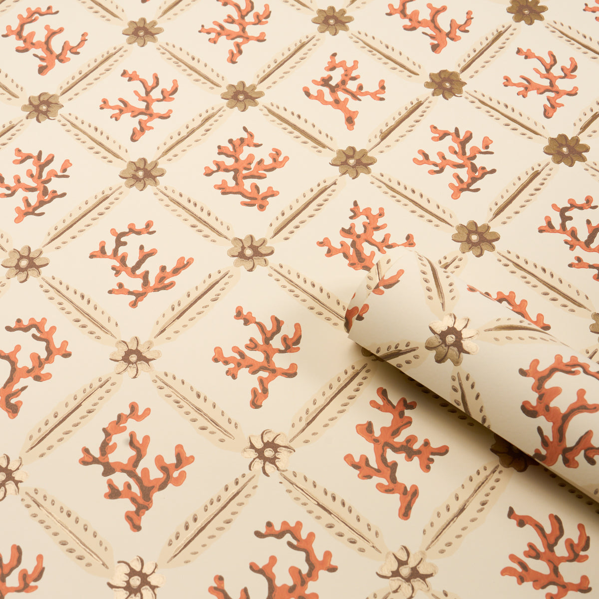 Purchase 5016641 | Corail Leaf Trellis, Coral - Schumacher Wallpaper