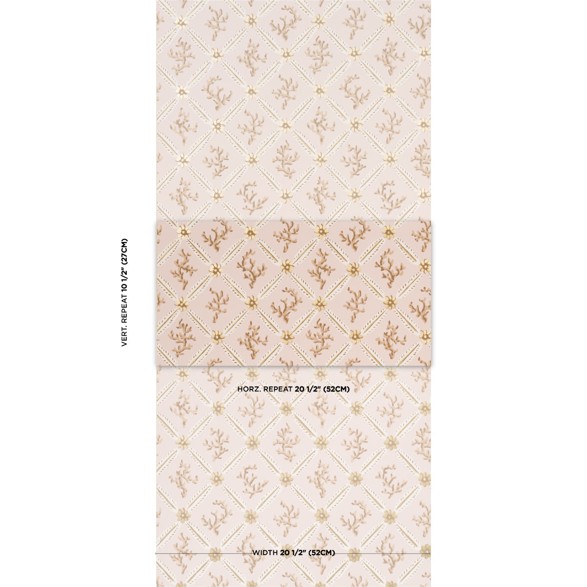 Purchase 5016642 | Corail Leaf Trellis, Blush - Schumacher Wallpaper