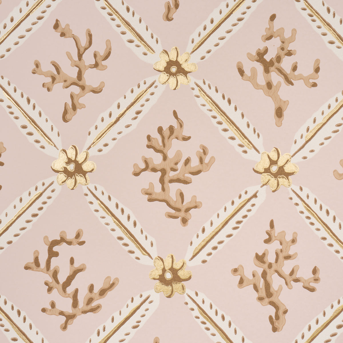 Purchase 5016642 | Corail Leaf Trellis, Blush - Schumacher Wallpaper