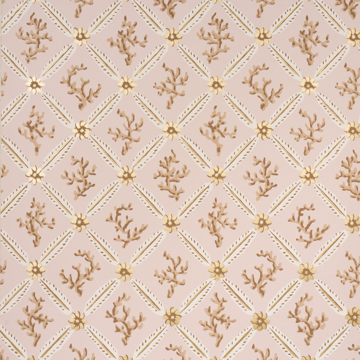 Purchase 5016642 | Corail Leaf Trellis, Blush - Schumacher Wallpaper