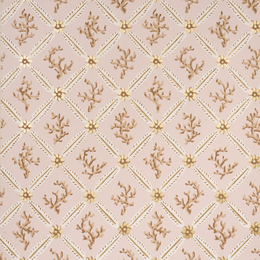 Purchase 5016642 | Corail Leaf Trellis, Blush - Schumacher Wallpaper