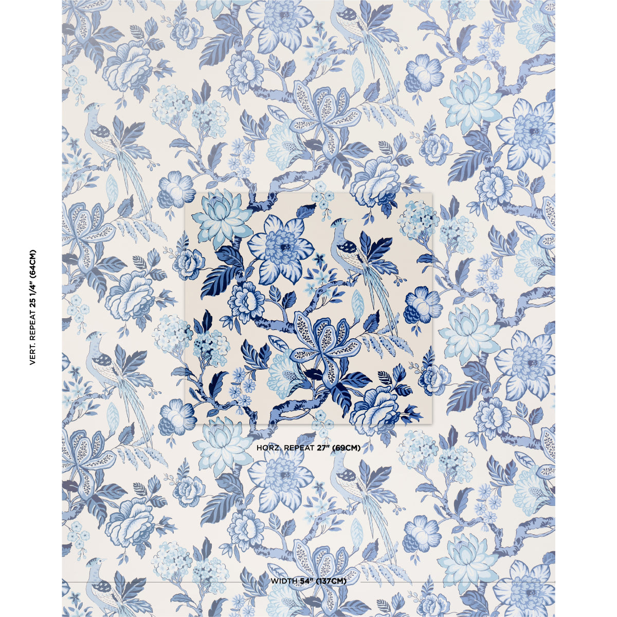 Purchase 5016660 | Huntington Gardens, Bleu Marine - Schumacher Wallpaper