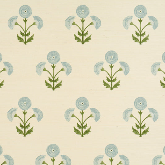 Purchase 5016671 | Saranda Flower Sisal, Sky - Schumacher Wallpaper