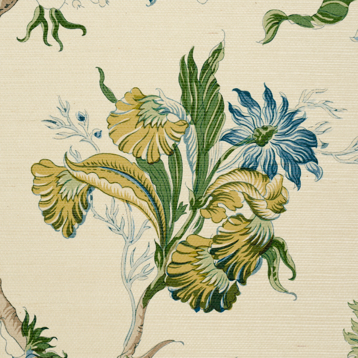 5016680 | Josephine Sisal, Peacock - Schumacher Wallpaper