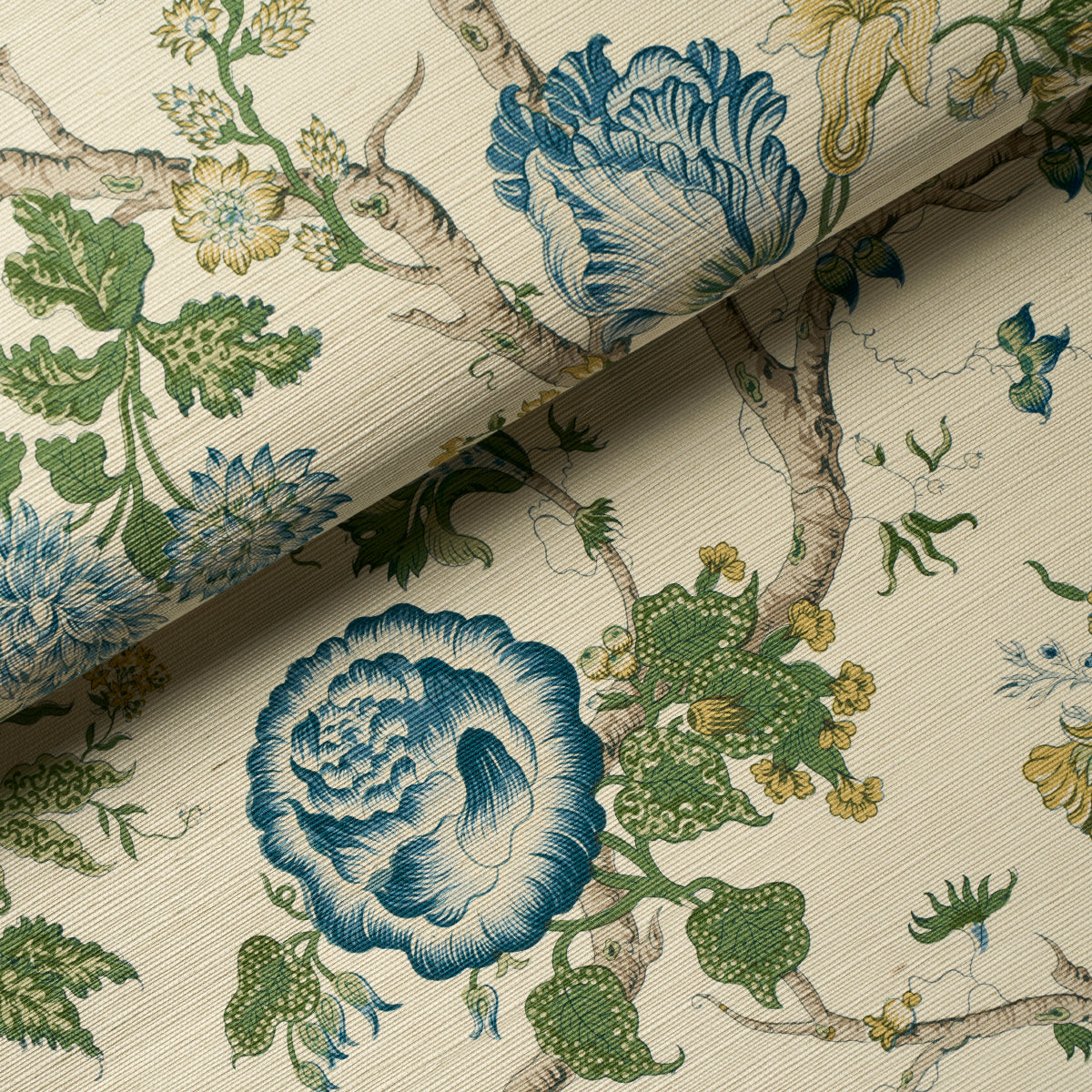 5016680 | Josephine Sisal, Peacock - Schumacher Wallpaper