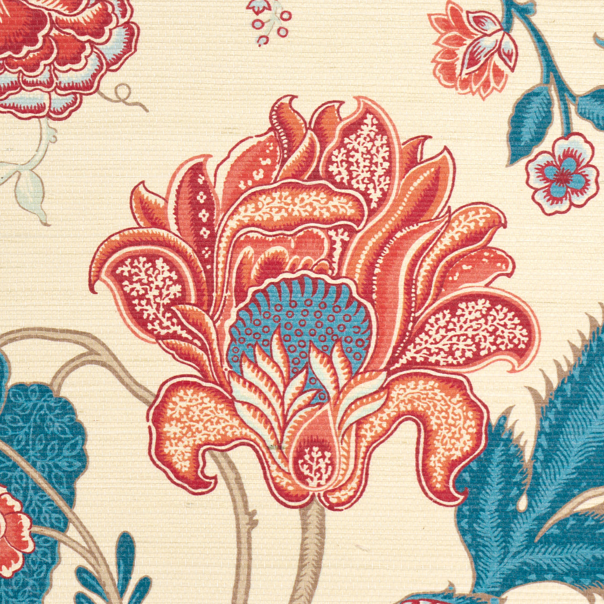 Purchase 5016691 | Sinhala Sisal, Rouge & Indigo - Schumacher Wallpaper