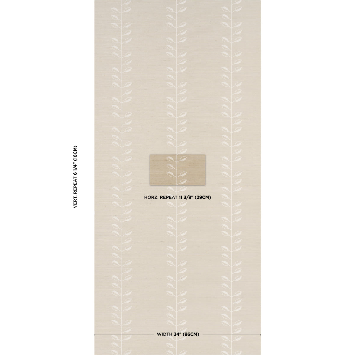 Purchase 5016700 | Geo Leaf Sisal, Bone & White - Schumacher Wallpaper