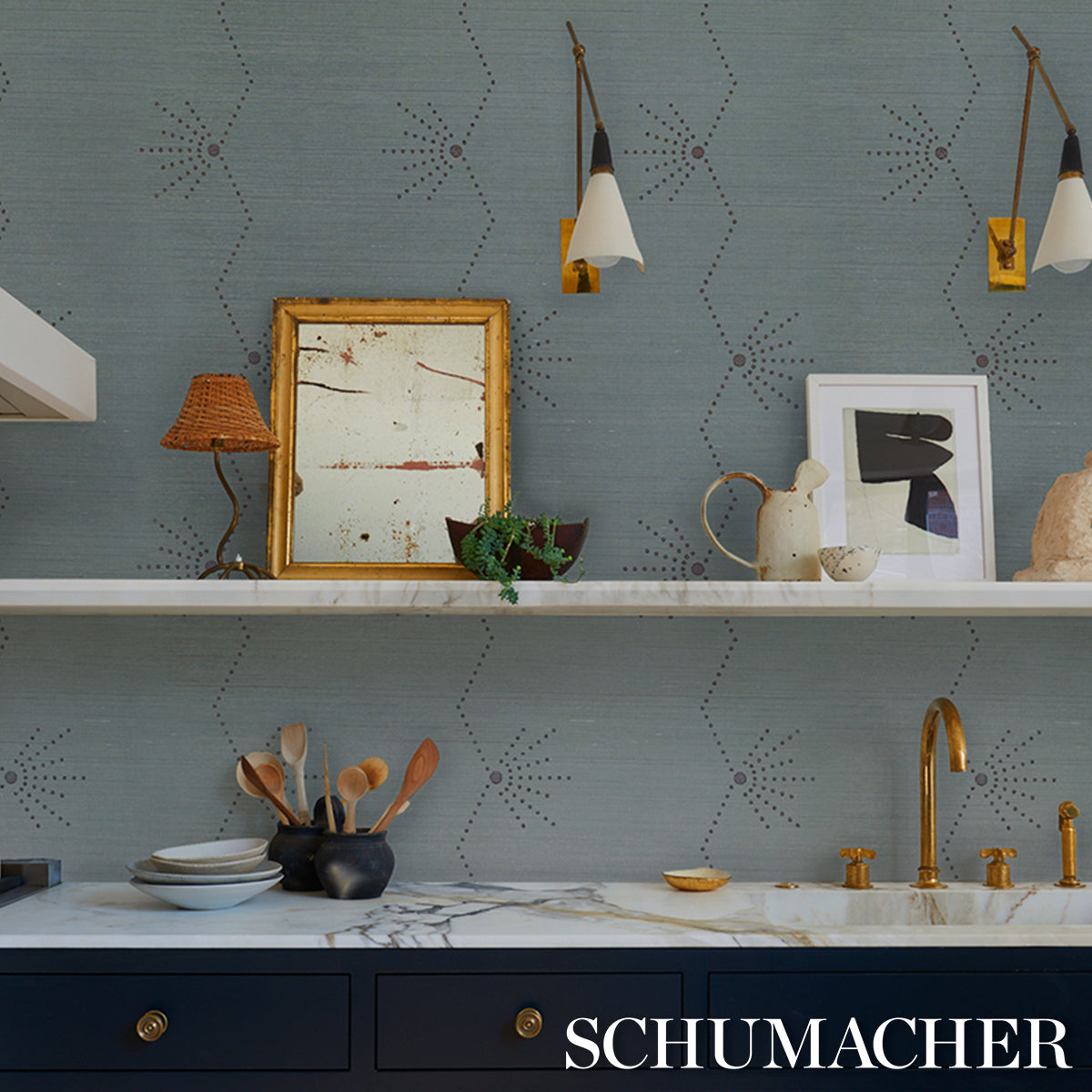 Purchase 5016722 | Royere Stripe Sisal, Seaglass - Schumacher Wallpaper