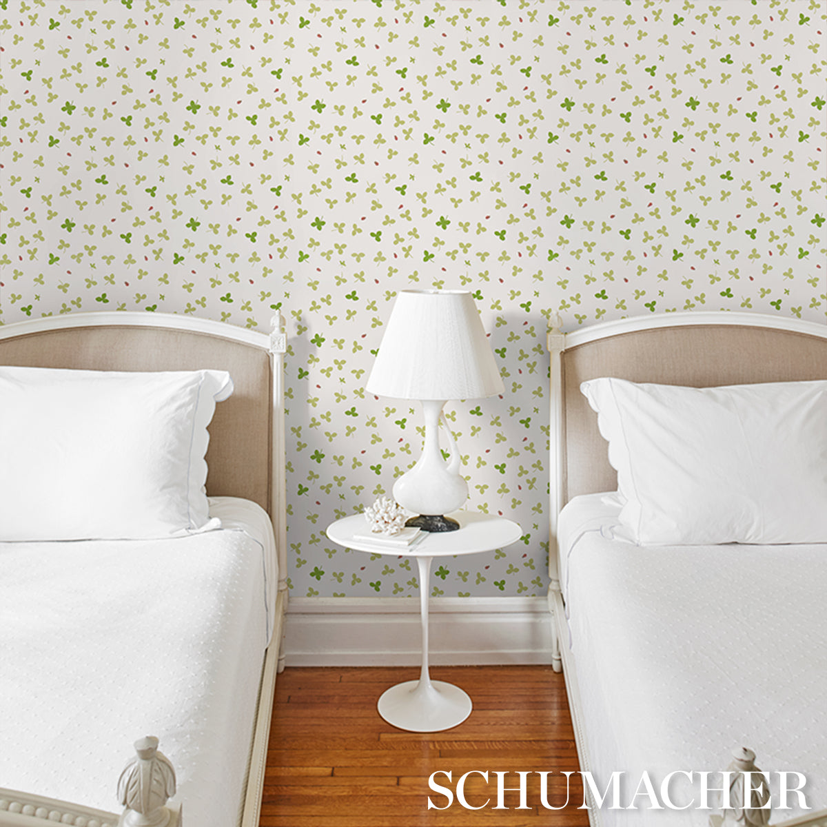 Purchase 5016770 | Celia Clover, Ivory - Schumacher Wallpaper