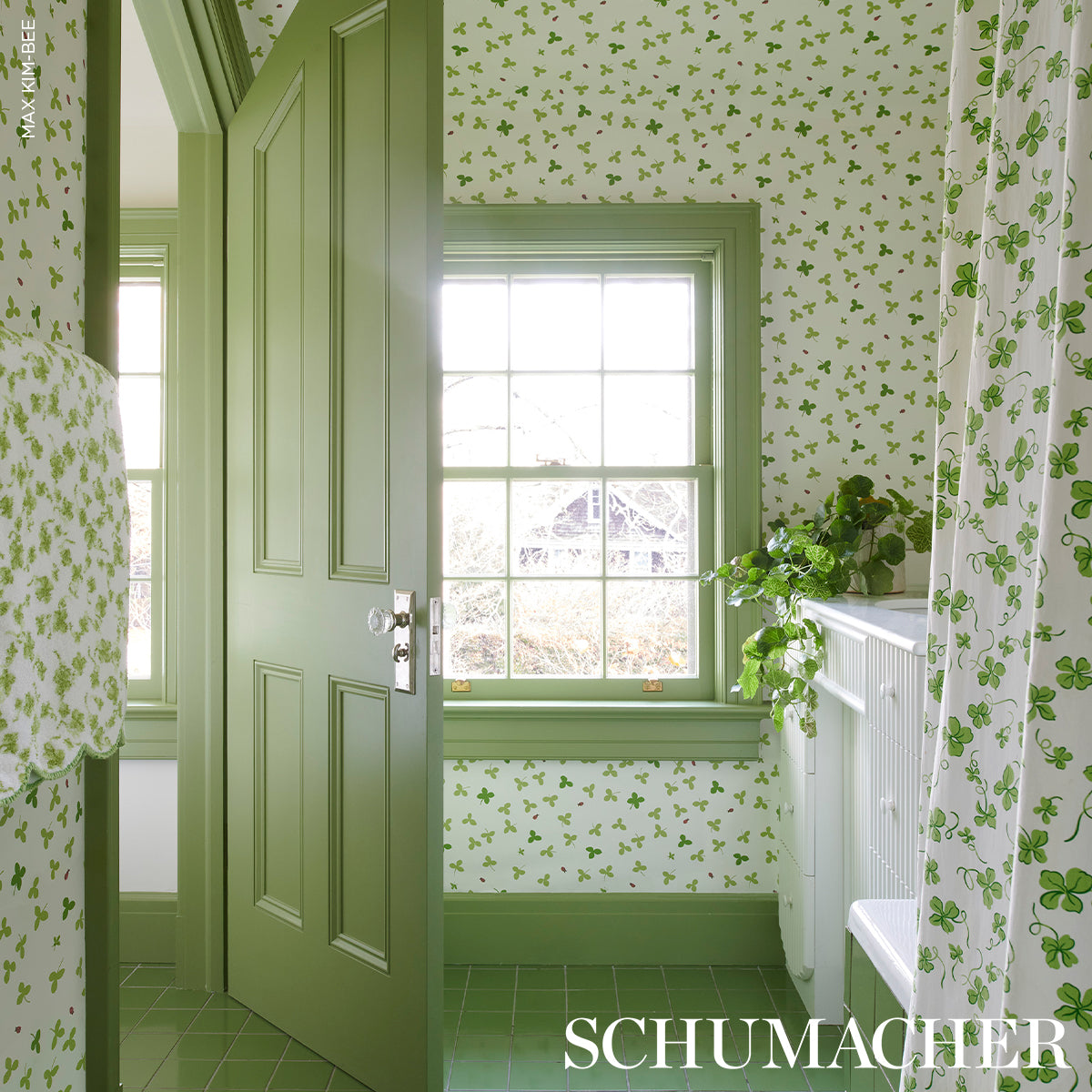 Purchase 5016770 | Celia Clover, Ivory - Schumacher Wallpaper