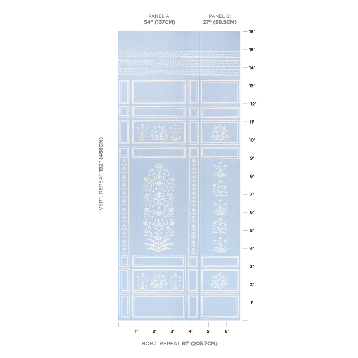 Purchase 5016831 | Palladio Mughal Two Panel Set, Sky - Schumacher Wallpaper