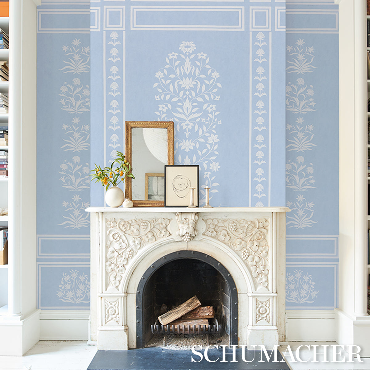 Purchase 5016831 | Palladio Mughal Two Panel Set, Sky - Schumacher Wallpaper