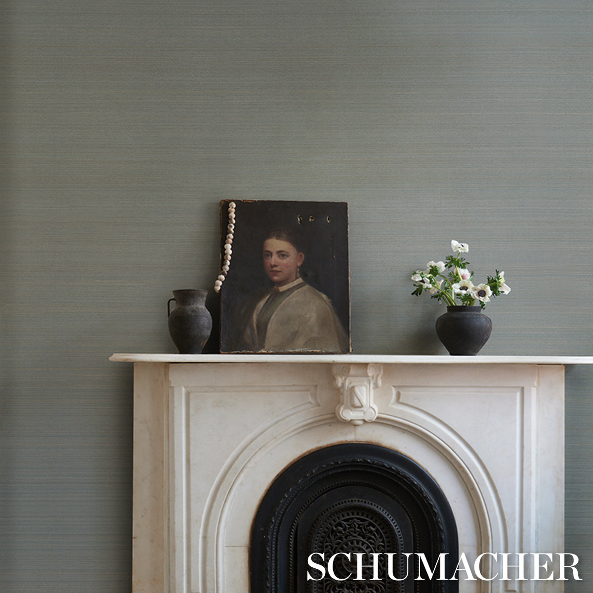 Purchase 5016872 | Musa Abaca Wallcovering, Sky Blue - Schumacher Wallpaper