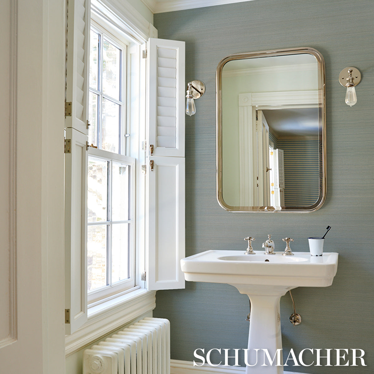 Purchase 5016872 | Musa Abaca Wallcovering, Sky Blue - Schumacher Wallpaper