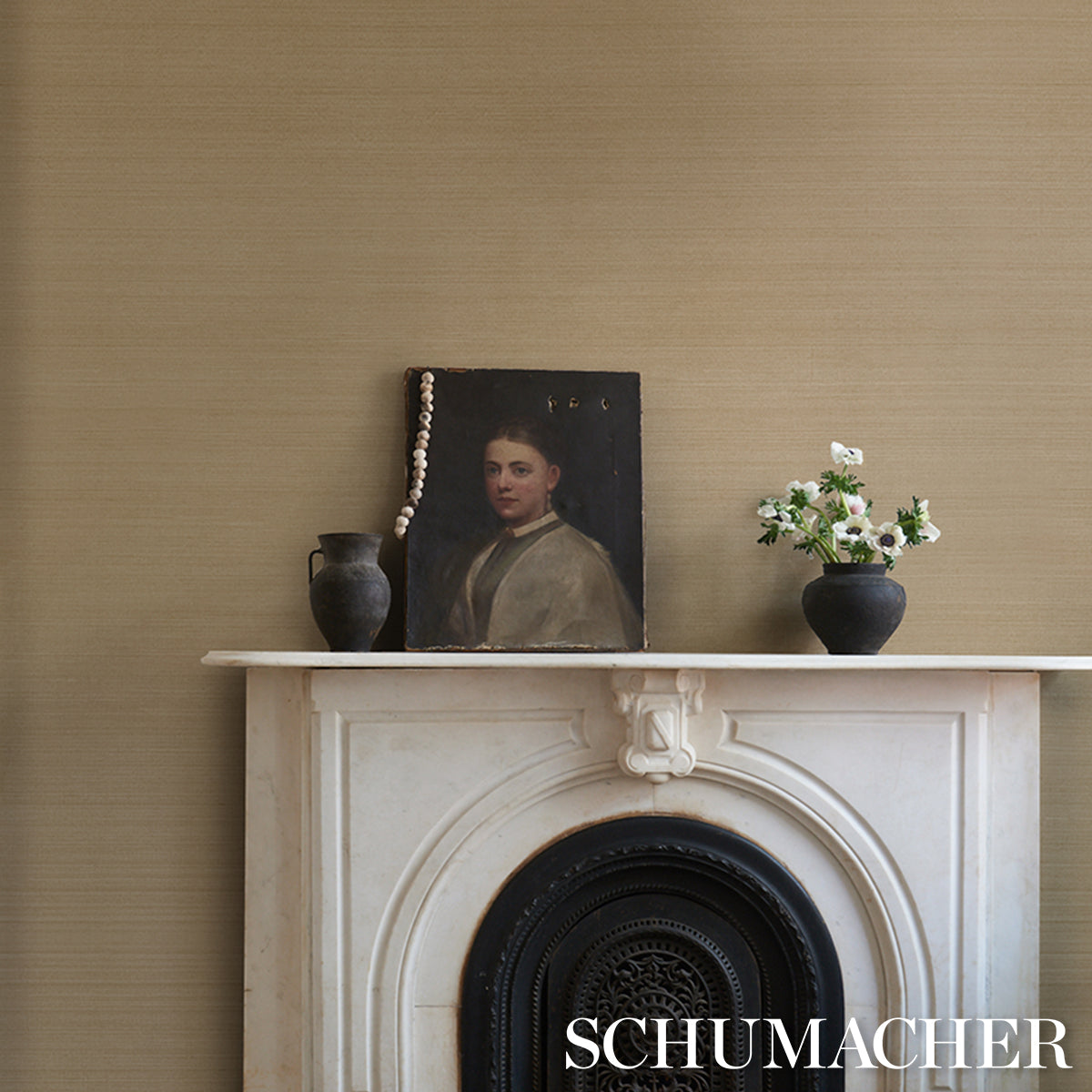 Purchase 5016873 | Musa Abaca Wallcovering, Soft Gold - Schumacher Wallpaper