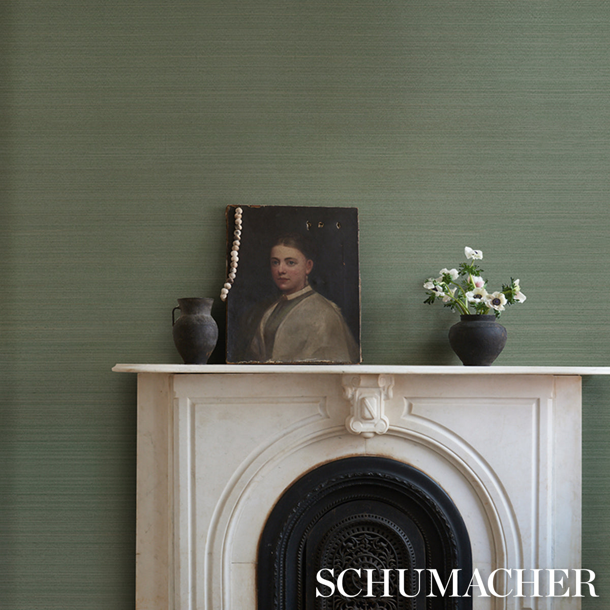 Purchase 5016874 | Musa Abaca Wallcovering, Seafoam - Schumacher Wallpaper