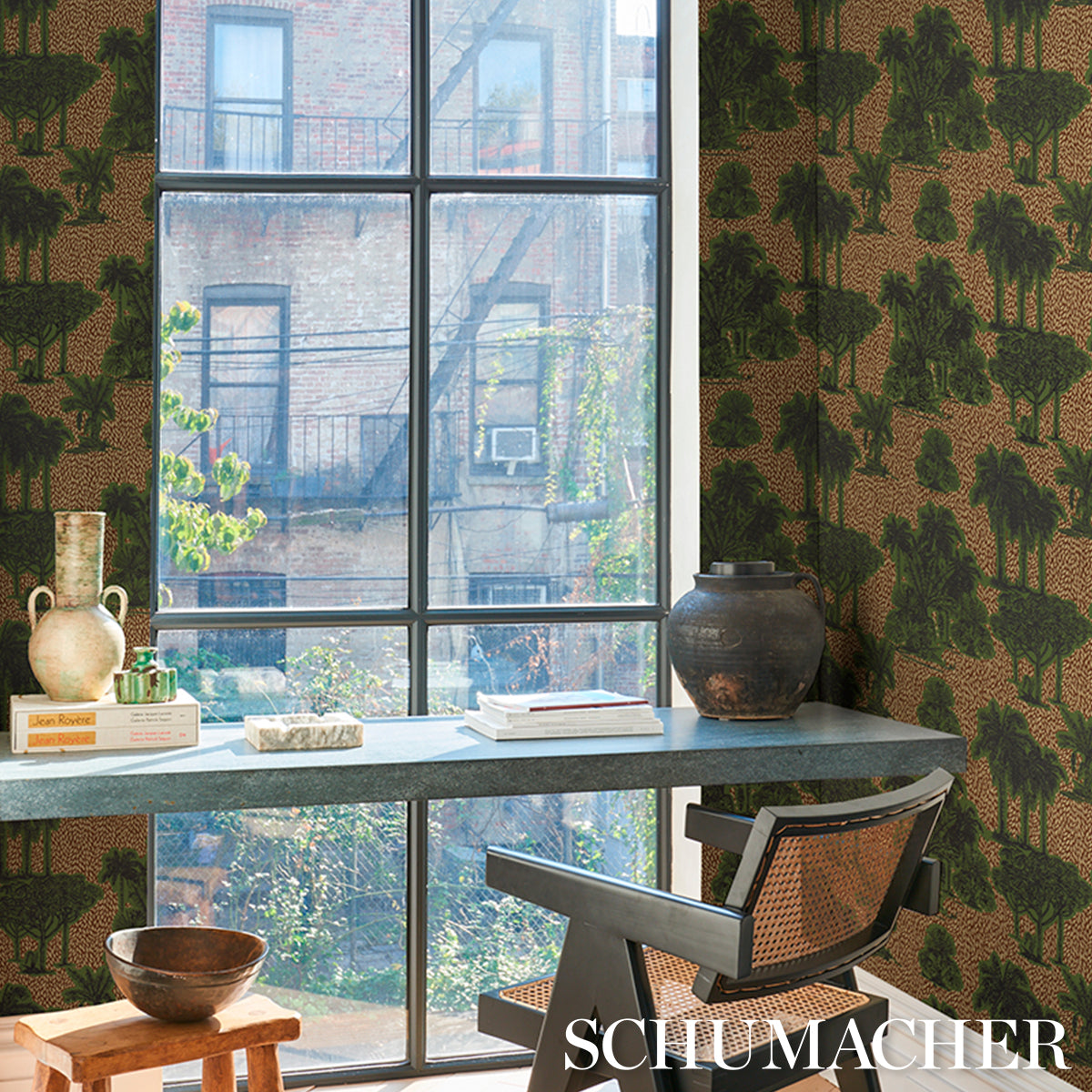 Purchase 5016920 | Tropical Safari Print, Orinoco Verdant Oasis - Schumacher Wallpaper