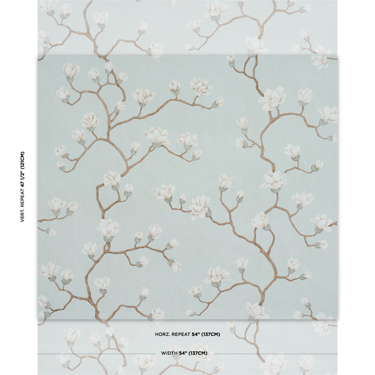 Purchase 5016930 | Magnolia Tree, Dusty Sky - Schumacher Wallpaper