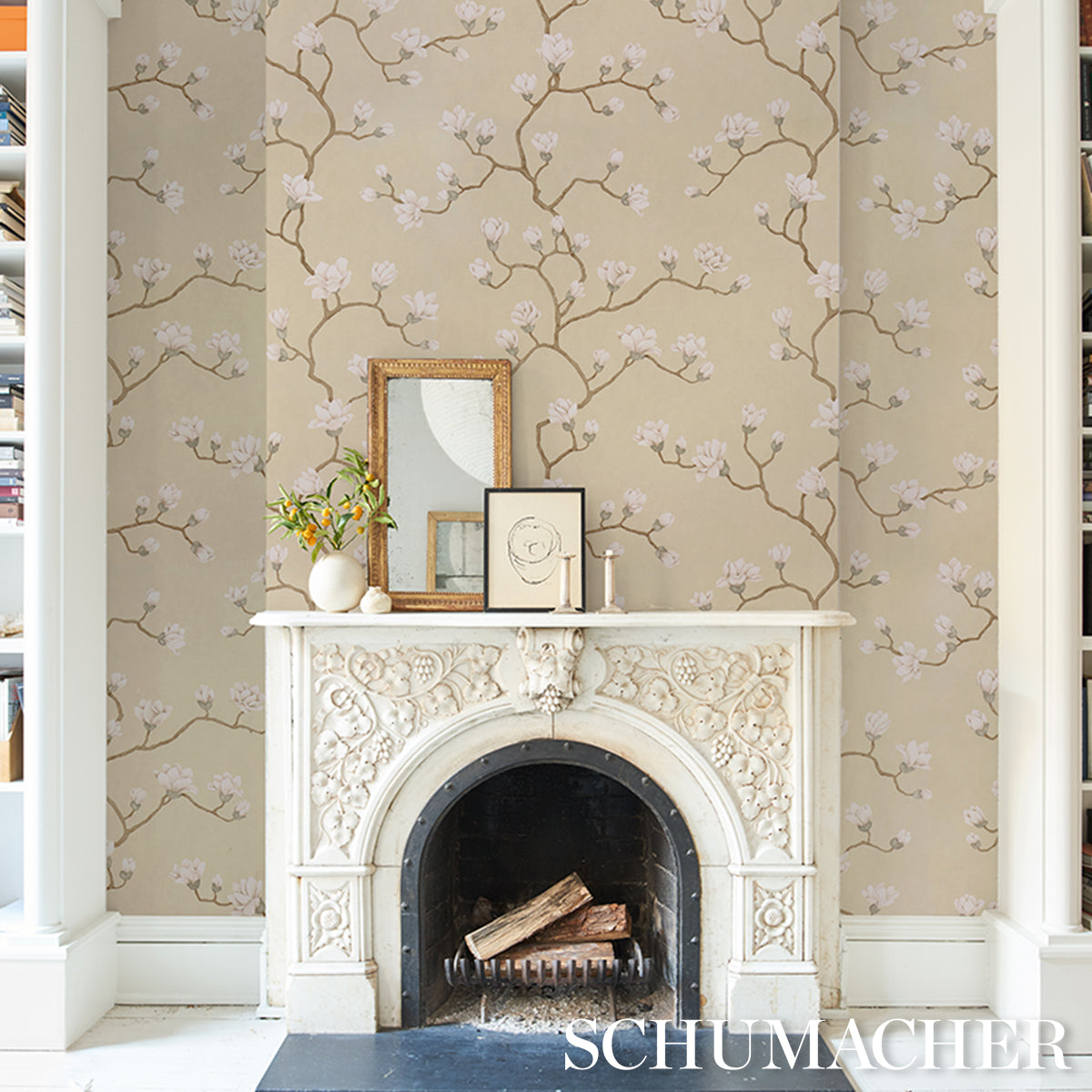 Purchase 5016932 | Magnolia Tree, Soft Gold - Schumacher Wallpaper