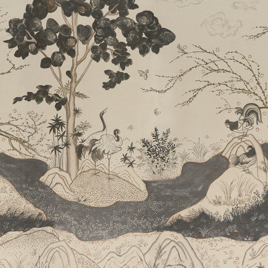Purchase 5017110 | Birdsong 3 Panel Set, Carbon - Schumacher Wallpaper