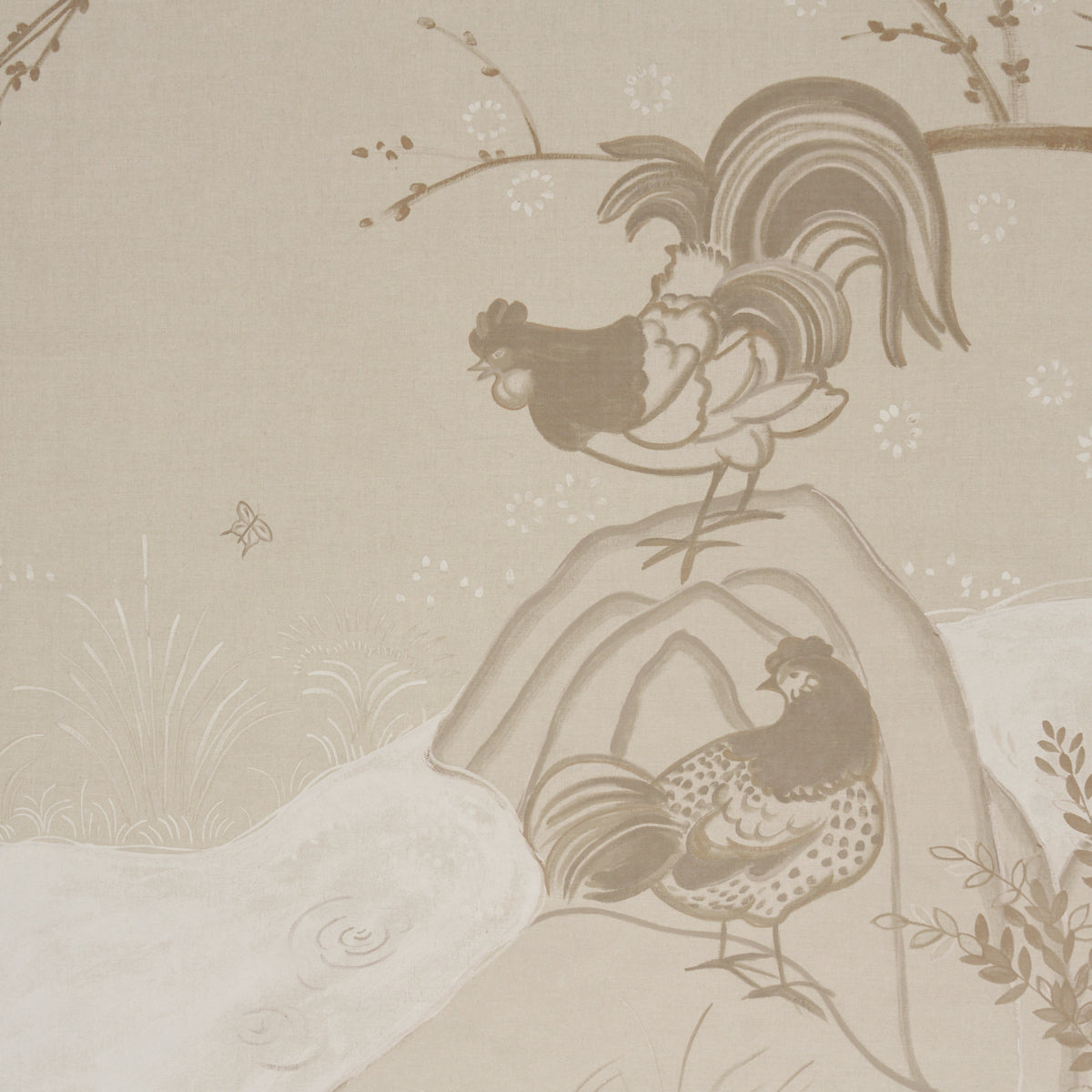 Purchase 5017111 | Birdsong 3 Panel Set, Ivory - Schumacher Wallpaper