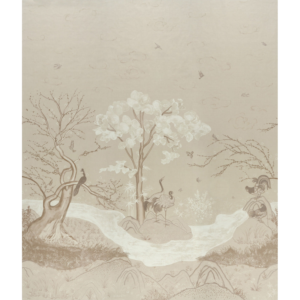 Purchase 5017111 | Birdsong 3 Panel Set, Ivory - Schumacher Wallpaper