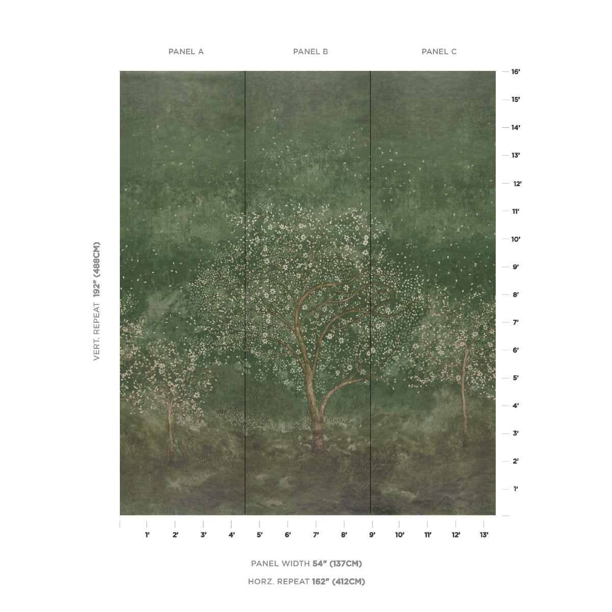 Purchase 5017140 | Psalm 3 Panel Set, Cypress - Schumacher Wallpaper