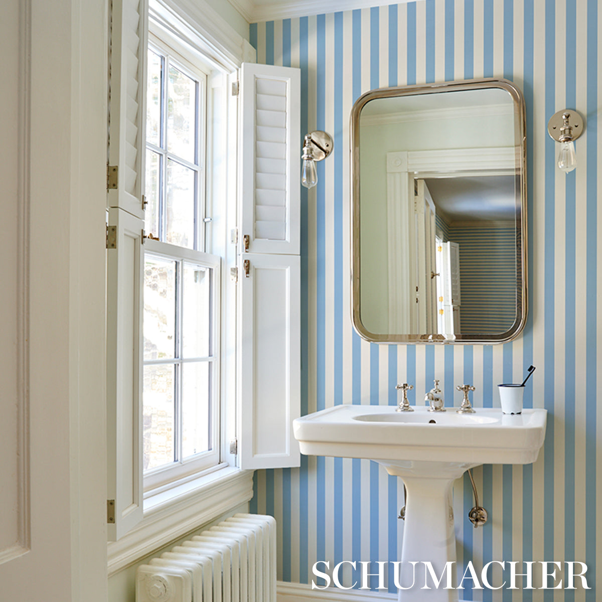 Purchase 5017226 | Emma Stripe, Delft - Schumacher Wallpaper