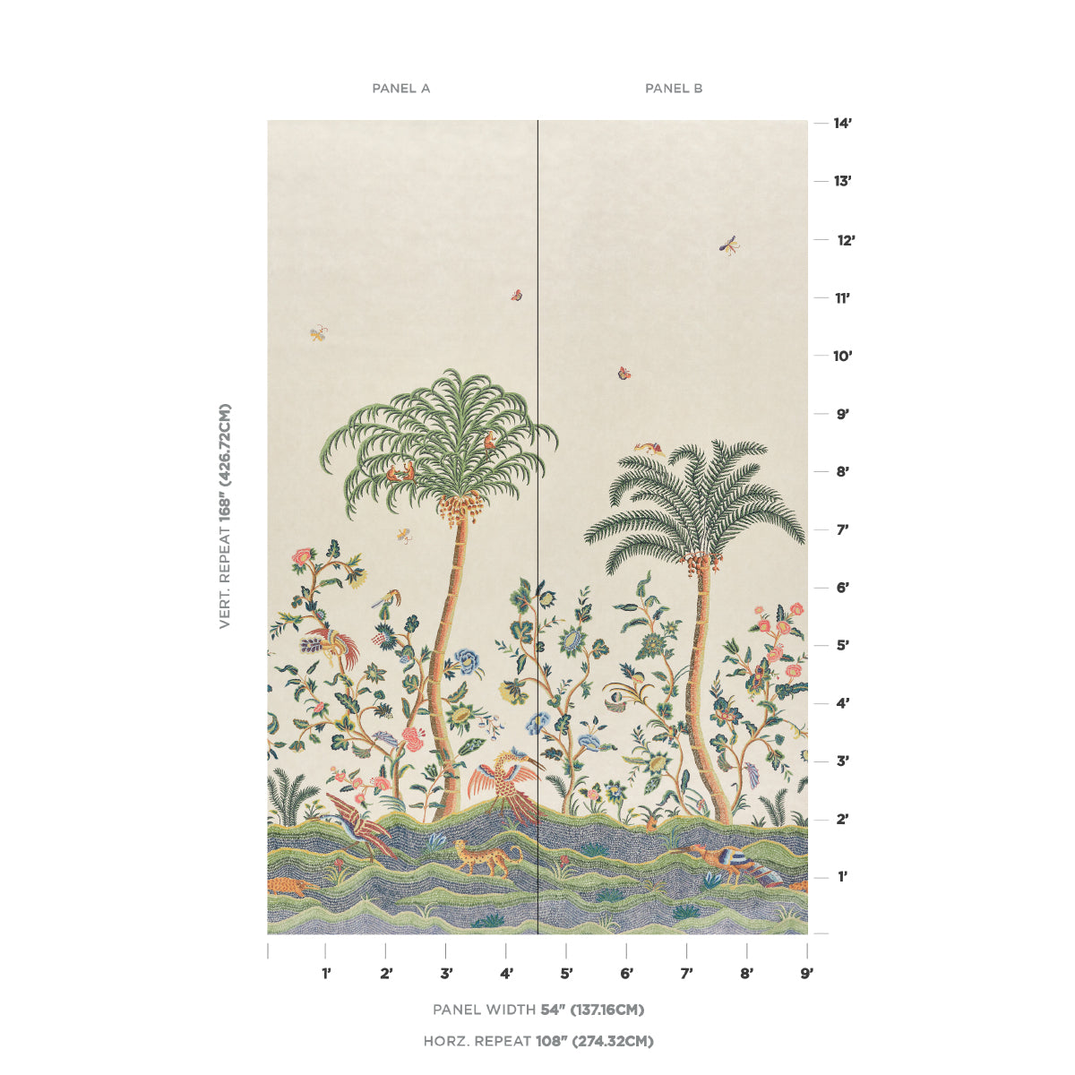 Purchase 5017320 | Spotswood Crewel 2 Panel Set, Multi - Schumacher Wallpaper