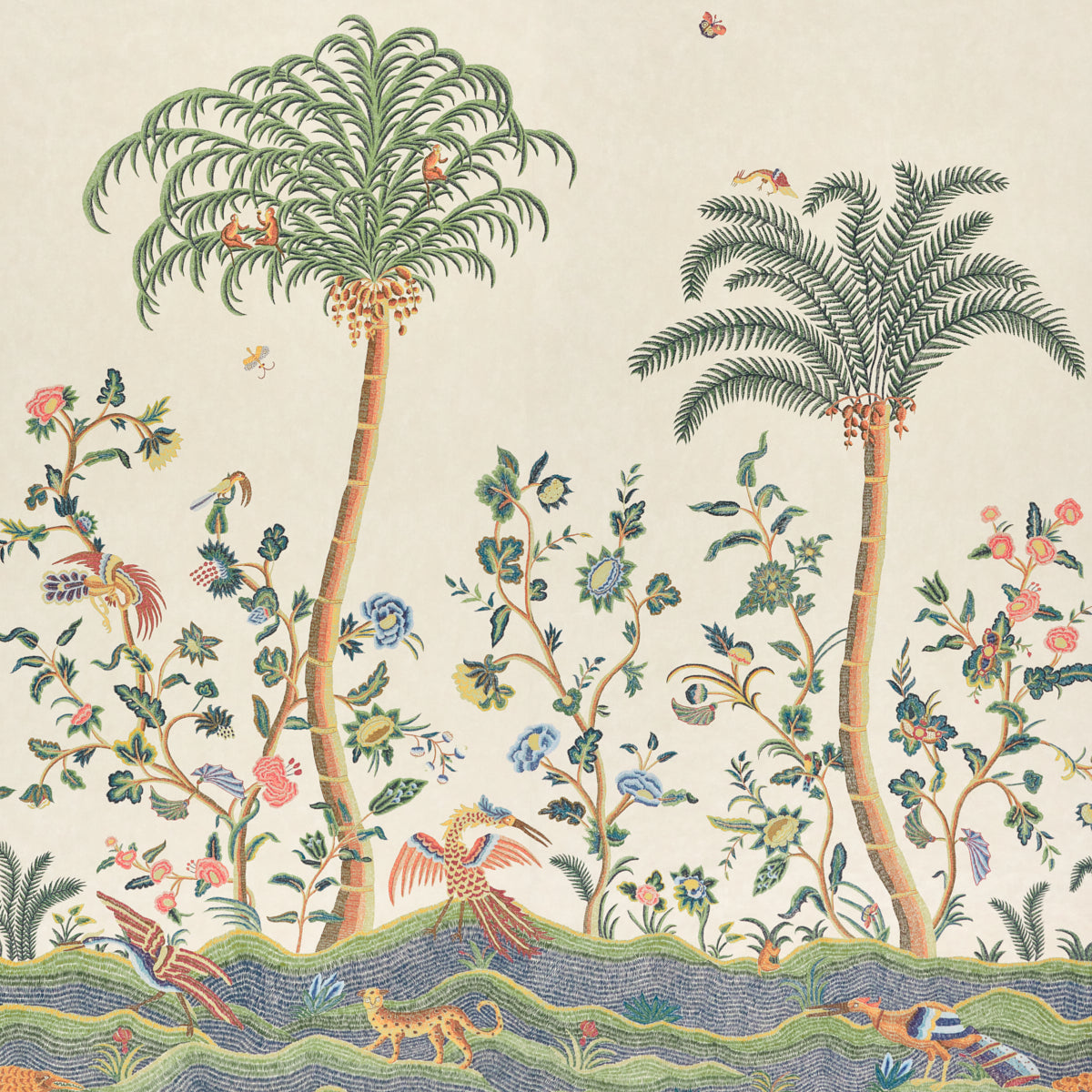 Purchase 5017320 | Spotswood Crewel 2 Panel Set, Multi - Schumacher Wallpaper