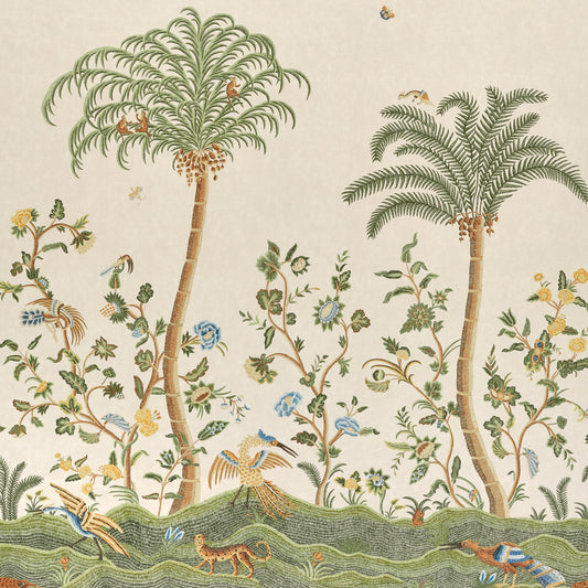 Purchase 5017321 | Spotswood Crewel 2 Panel Set, Sage - Schumacher Wallpaper