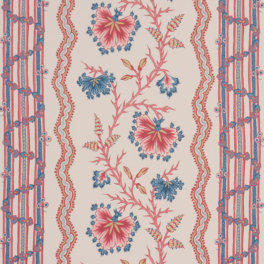 Purchase 5017331 | Parvati Floral Stripe, Vermilion - Schumacher Wallpaper