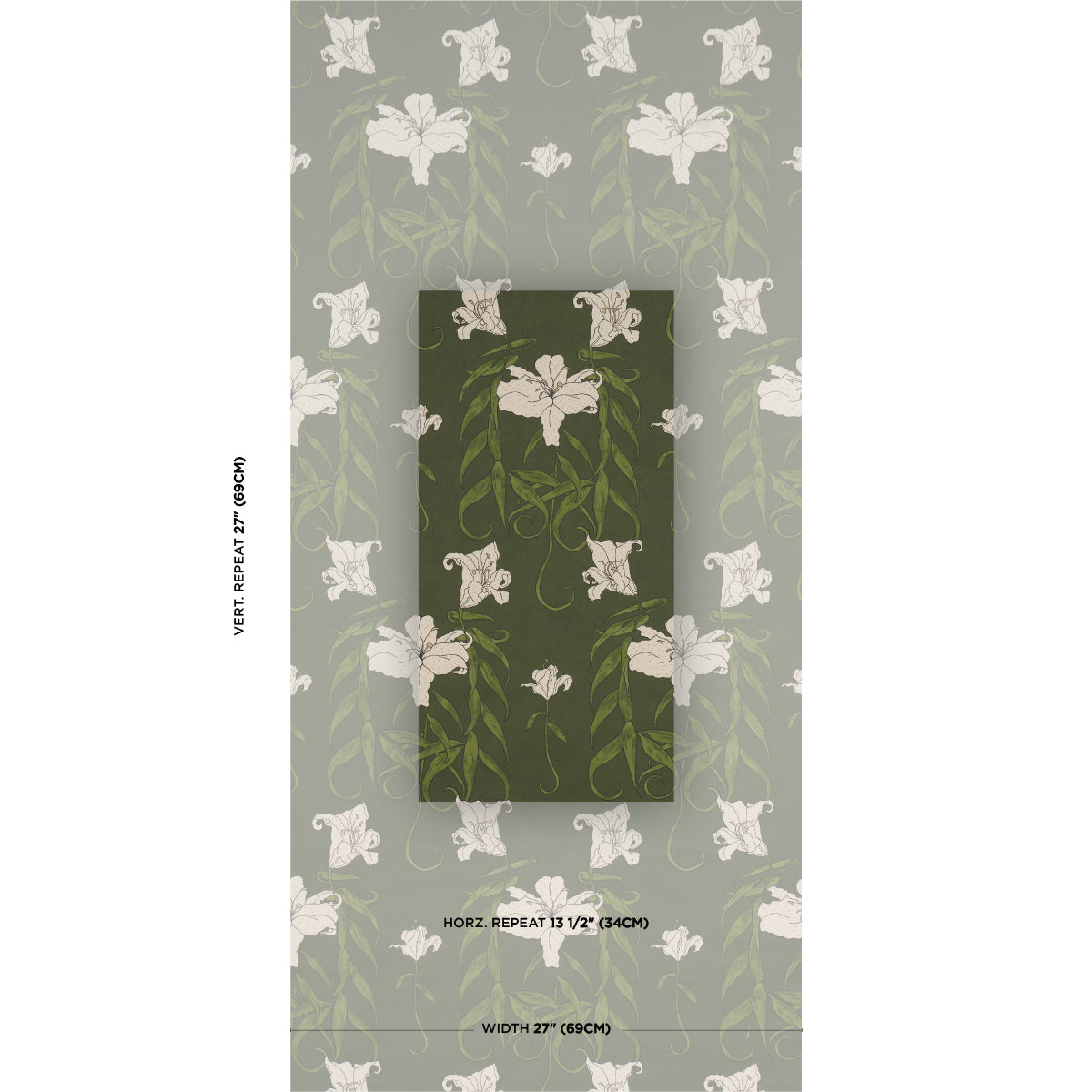 Purchase 5017380 | Lady Lilith, Olive - Schumacher Wallpaper