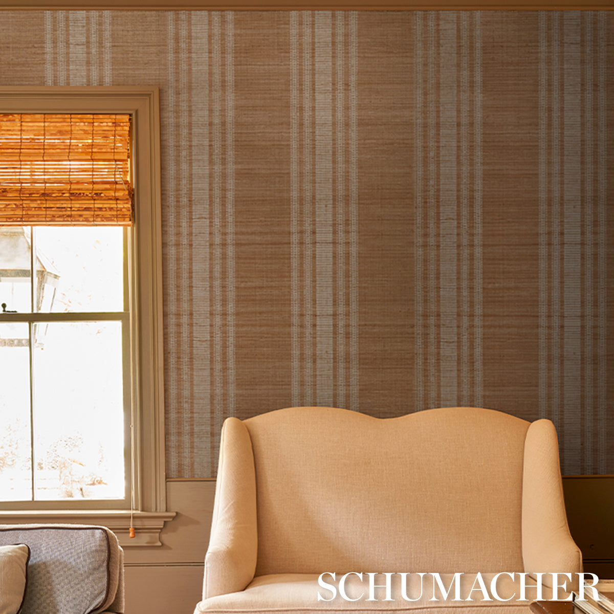 Purchase 5017450 | Cassia Silk Stripe Wallcovering, Neutral - Schumacher Wallpaper